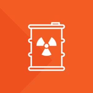 ícone de descarte de rejeitos e resíduos radioativos laranja